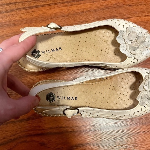 Vintage Wilmar Leather White Floral Cutout Wedges Size 38 - Picture 7 of 10